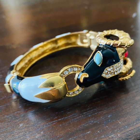 J. Crew Jewelry - J.CREW enameled ram bracelet bangle gold hinge